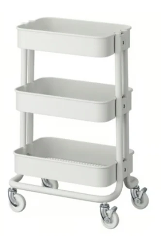 White 3-Tier Rolling Storage Cart with Bins - photo 3