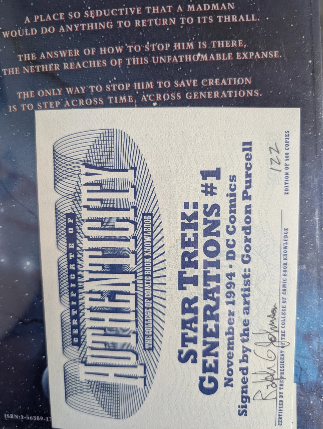 Star Trek Generations #1 Comic Book Signed by Gordon Purcell - photo 2