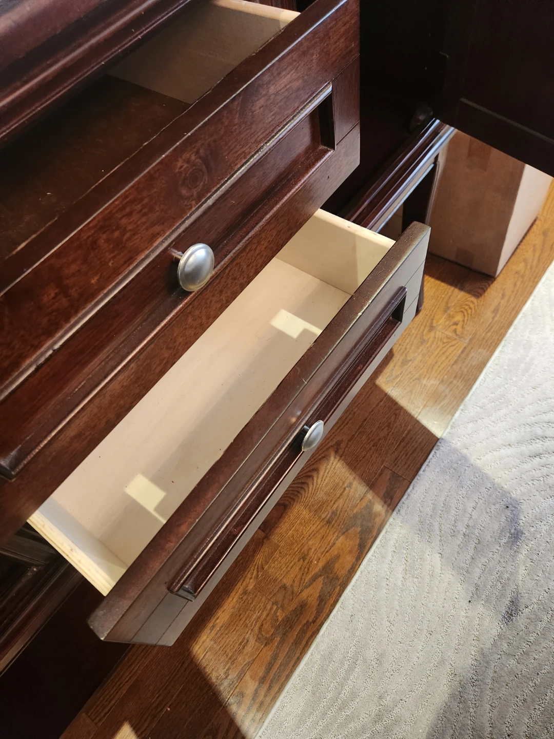Dark Wood Sideboard Buffet with Drawers and Cabinet Doors - photo 3