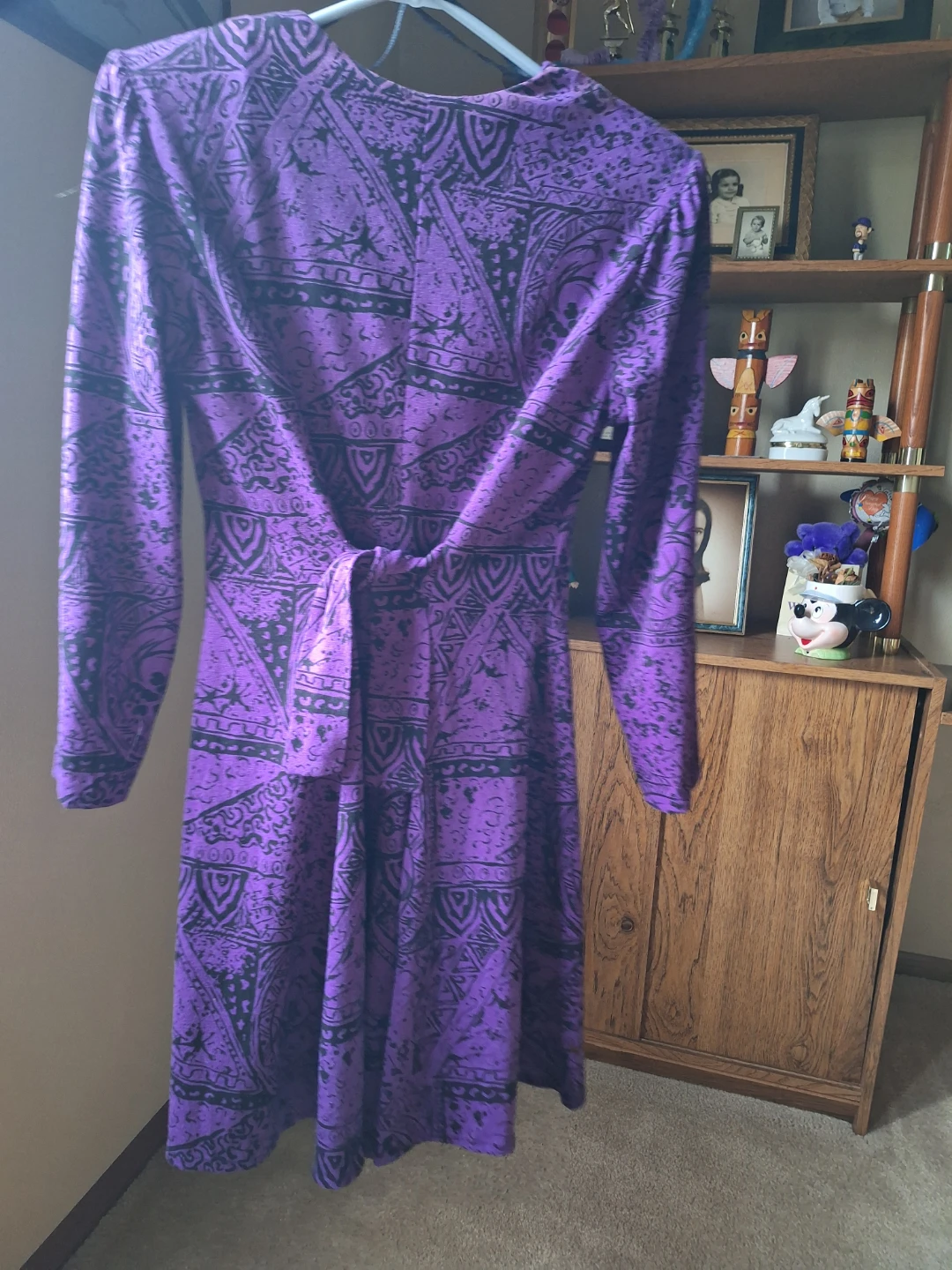 TJuniors Purple & Black Patterned Long Sleeve Dress - photo 2