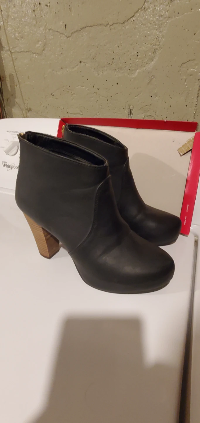 Black Ankle Boots with Wooden Heel - photo 5