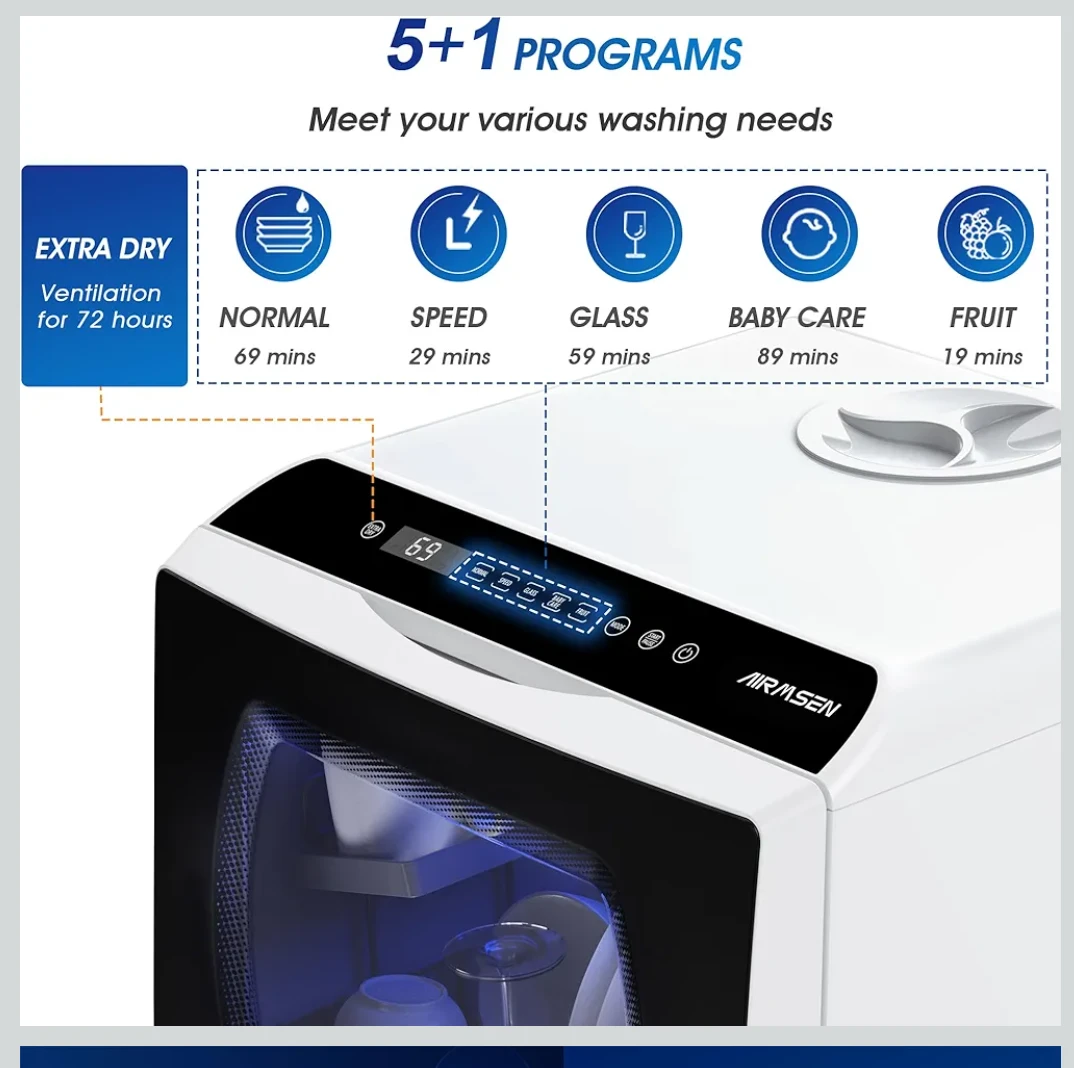 AIRMSEN TDQR03 Countertop Portable Dishwasher - photo 2