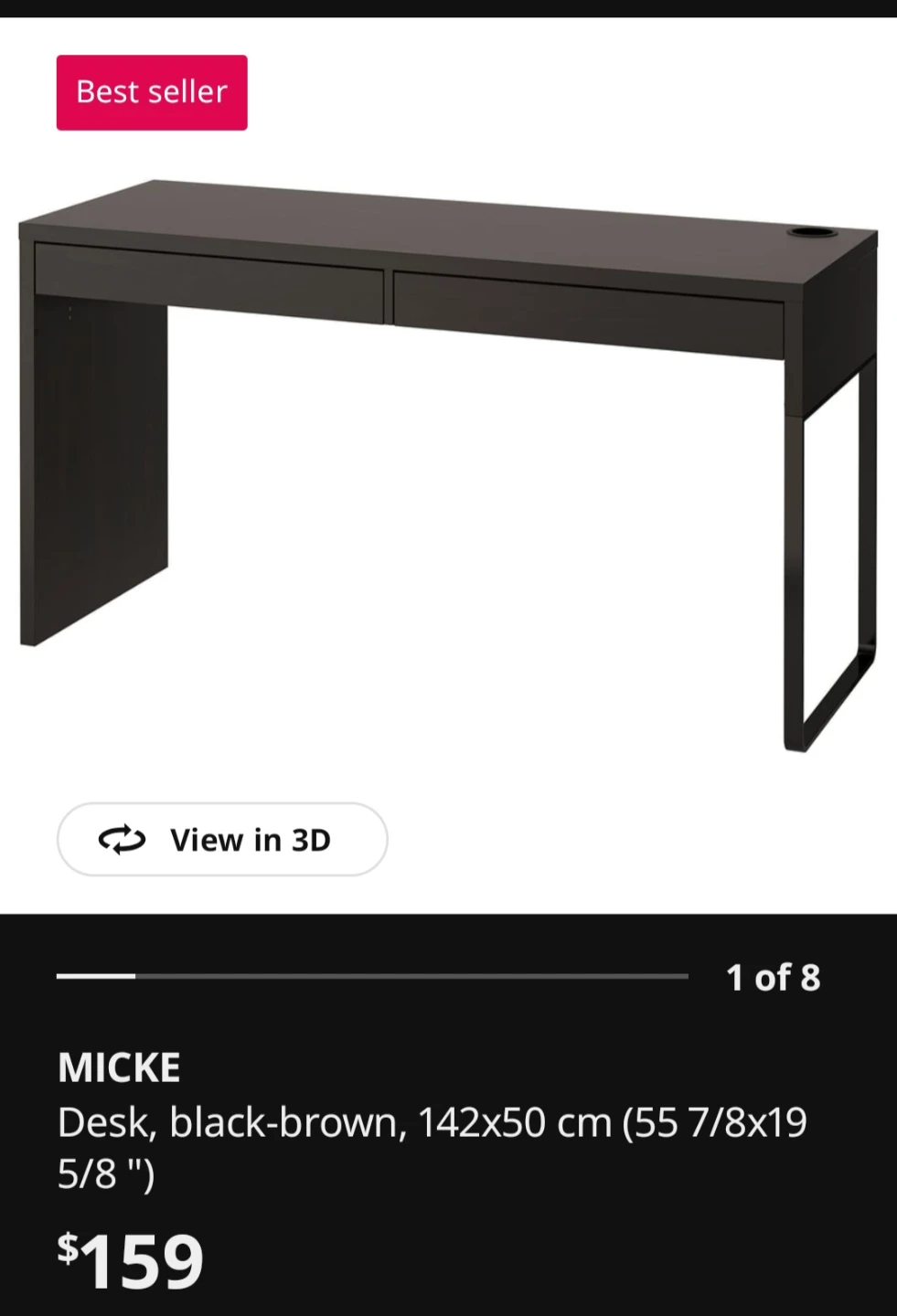 IKEA MICKE Desk - Black-Brown
