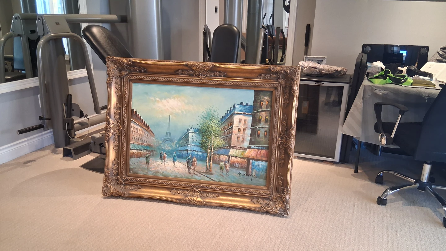 Framed Oil Painting of Parisian Street Scene - photo 2