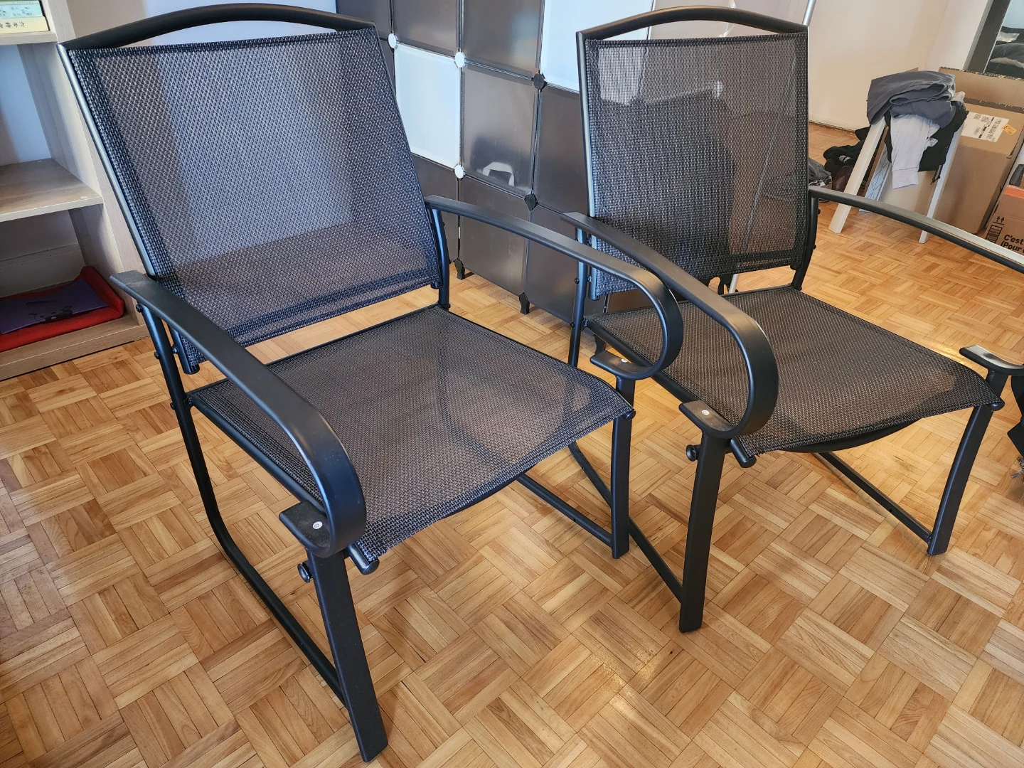 Set of 2 Black Mesh Patio Chairs