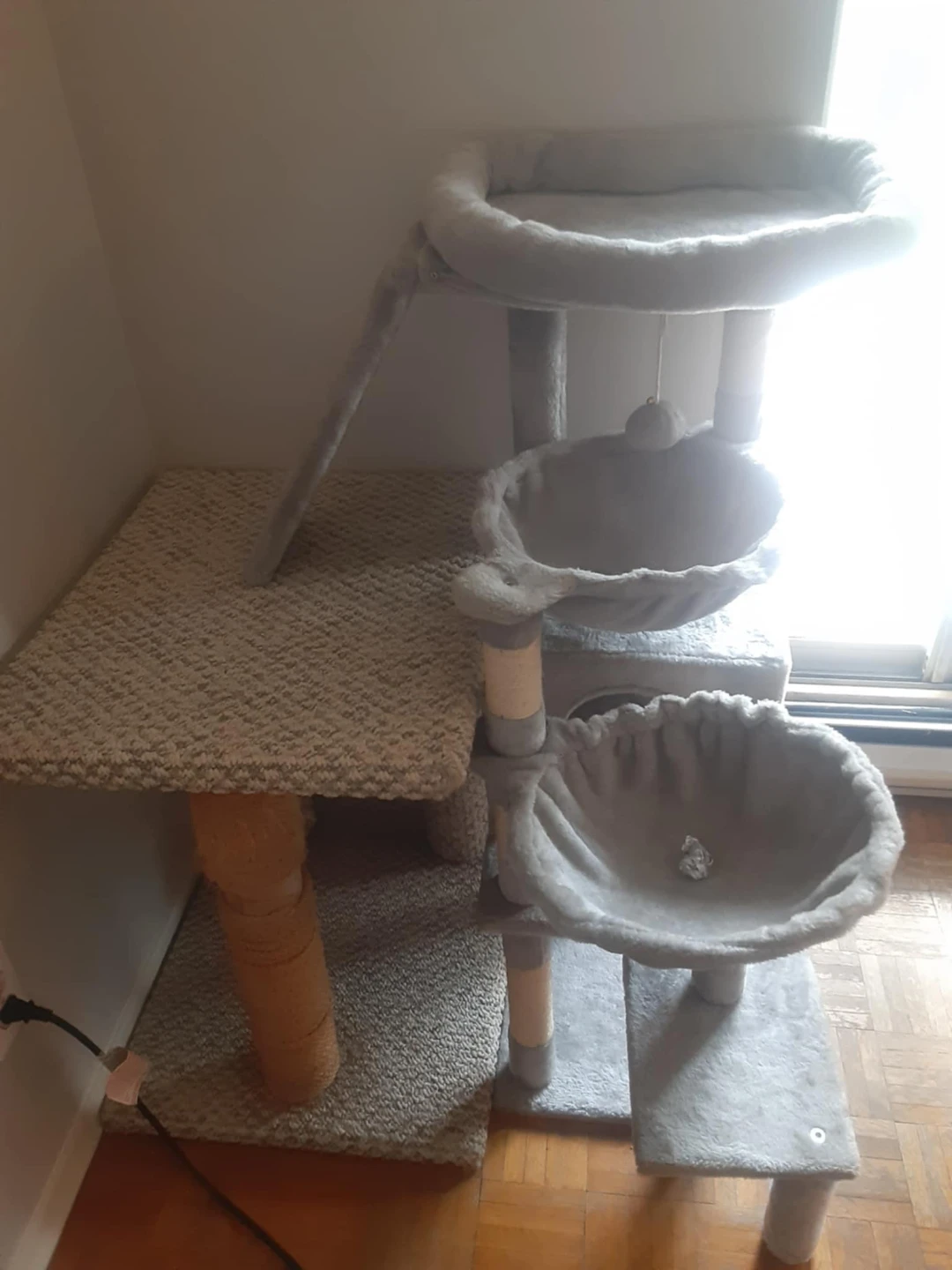 Grey Multi-Level Cat Tree with Hammocks and Scratching Post - photo 2