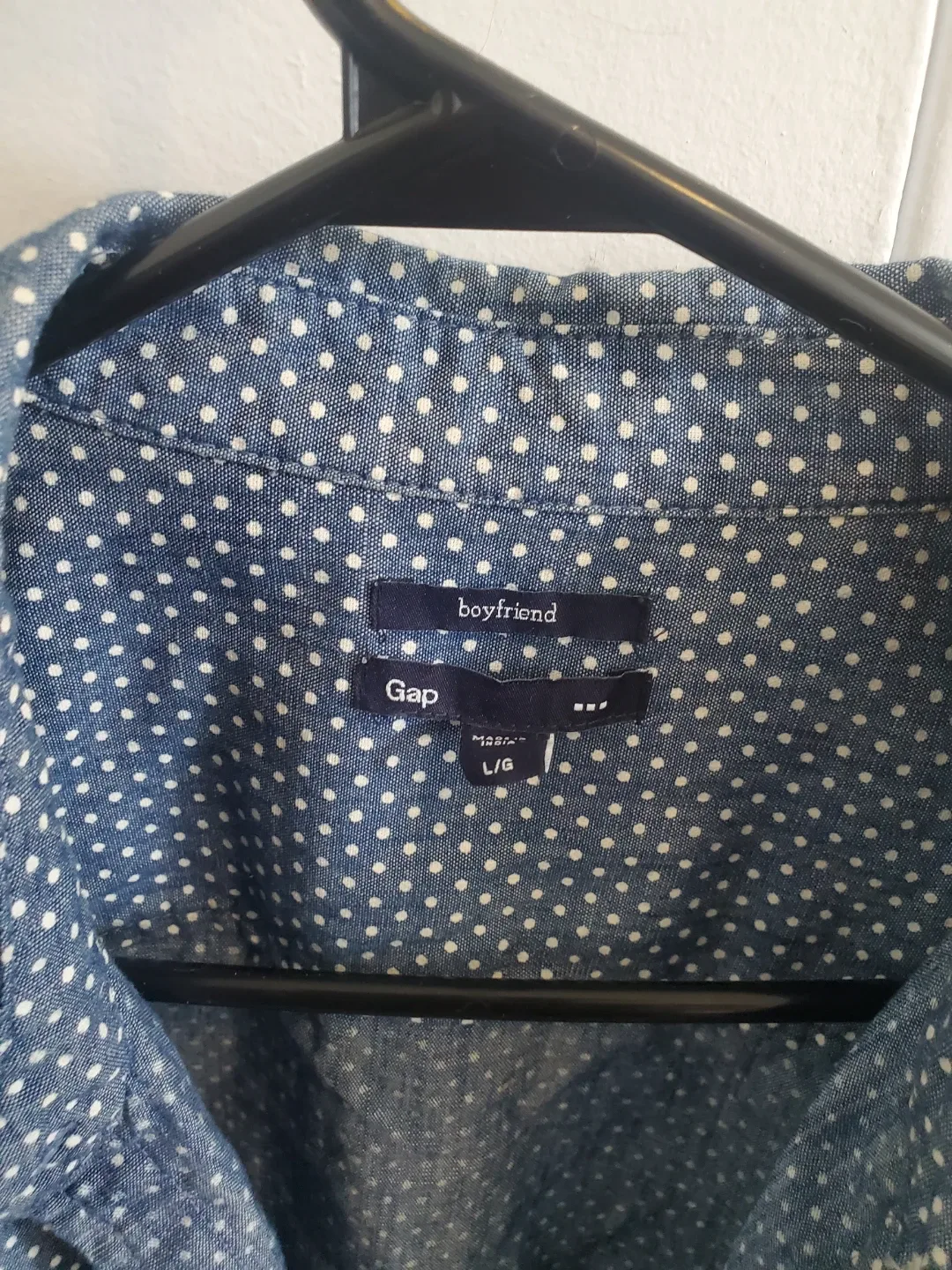 Gap Boyfriend Shirt Blue Polka Dot Size L - photo 2