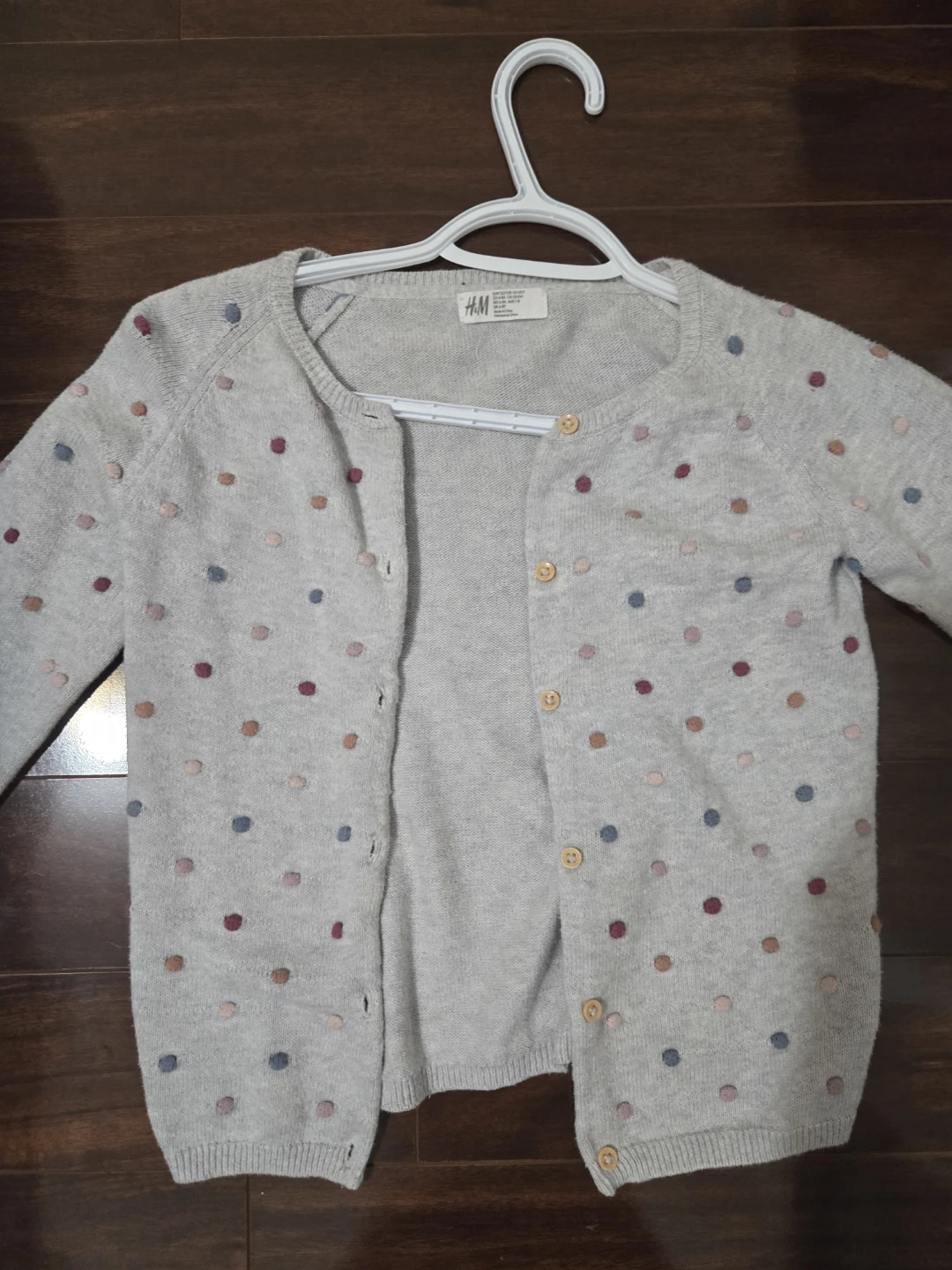 H&M Grey Polka Dot Cardigan Size 6-8