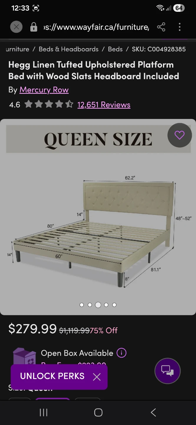 Queen Size Linen Tufted Upholstered Platform Bed Frame - photo 5