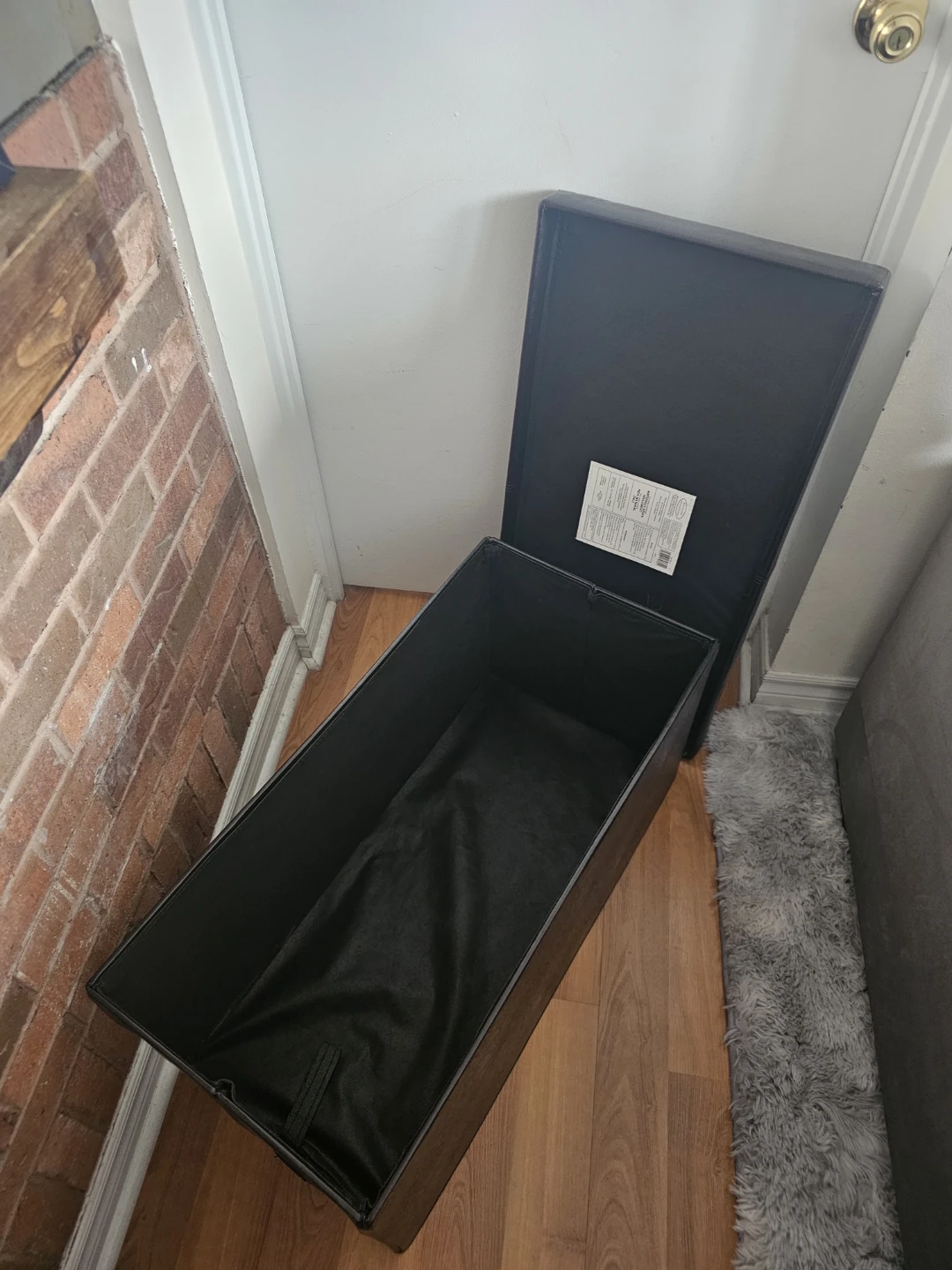 Modern Ottoman Foldable Bench with Storage, Black - photo 2
