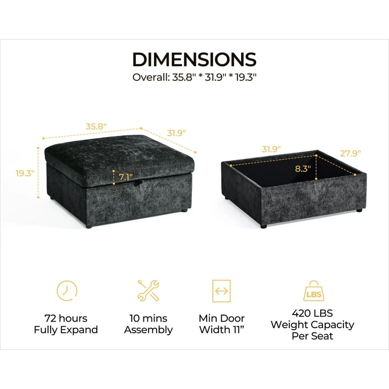 Grey Storage Ottoman Footrest - photo 4