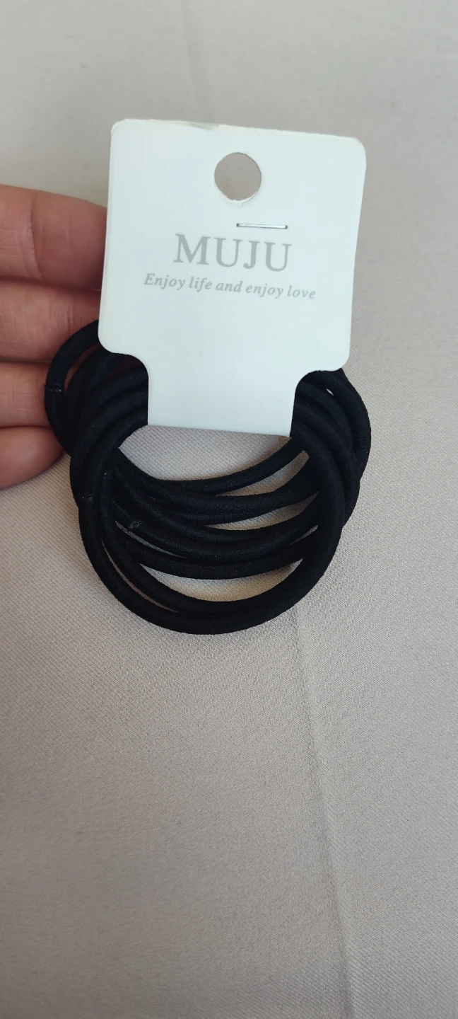MUJU Black Hair Ties - Pack of 8