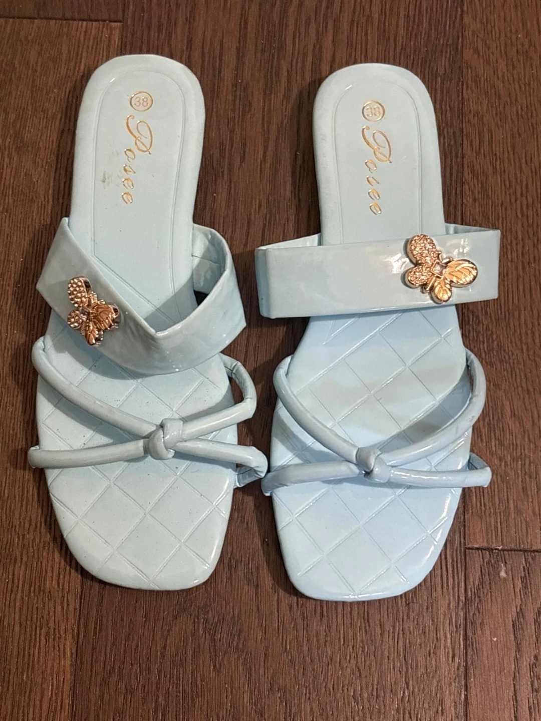 Light Blue Sandals Size 38 with Butterfly Detail