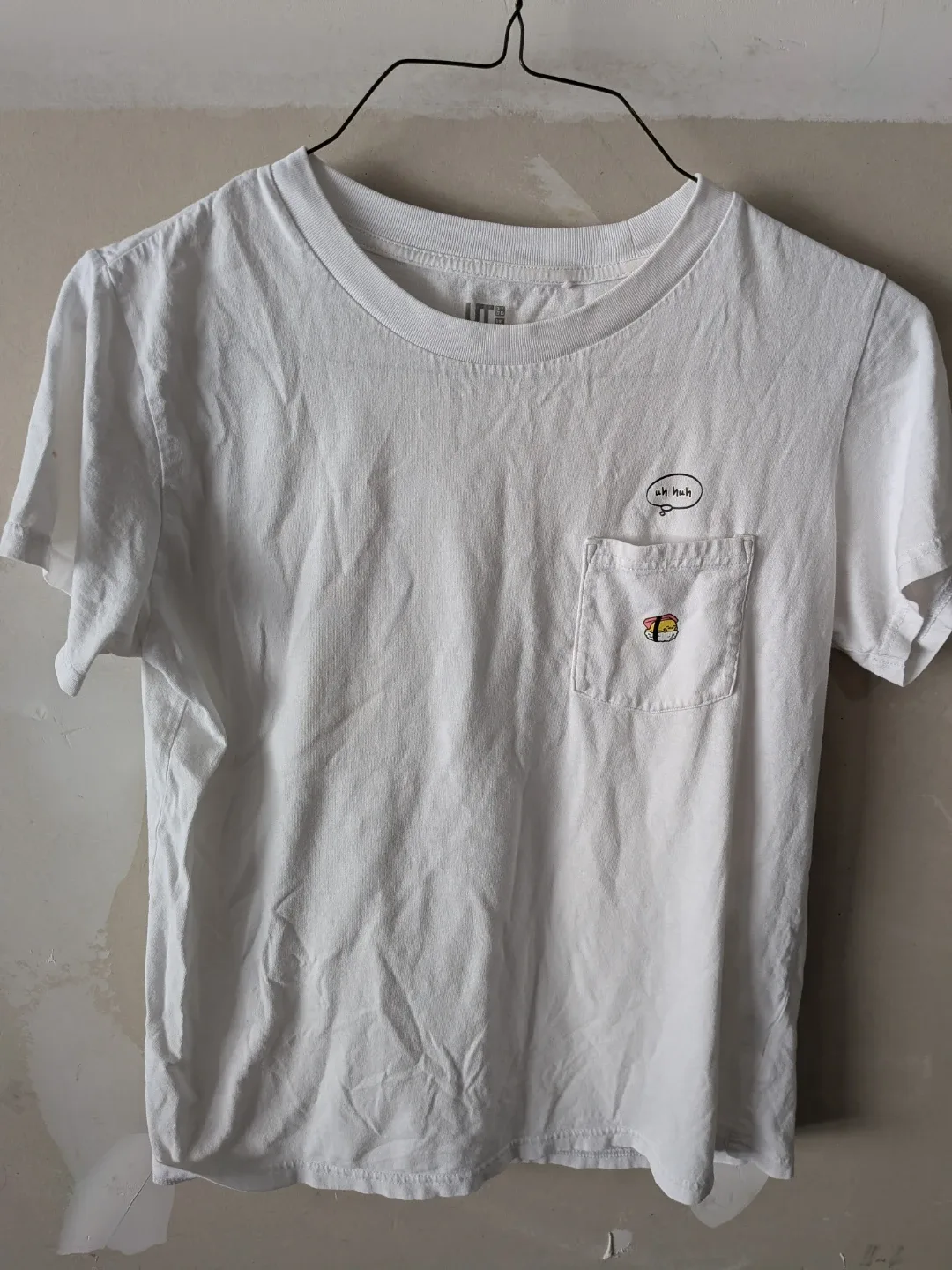 White UNIQLO T-Shirt with Pocket Graphic