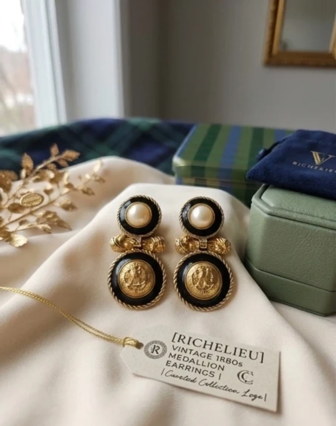 Richelieu Vintage 1980s Medallion Earrings