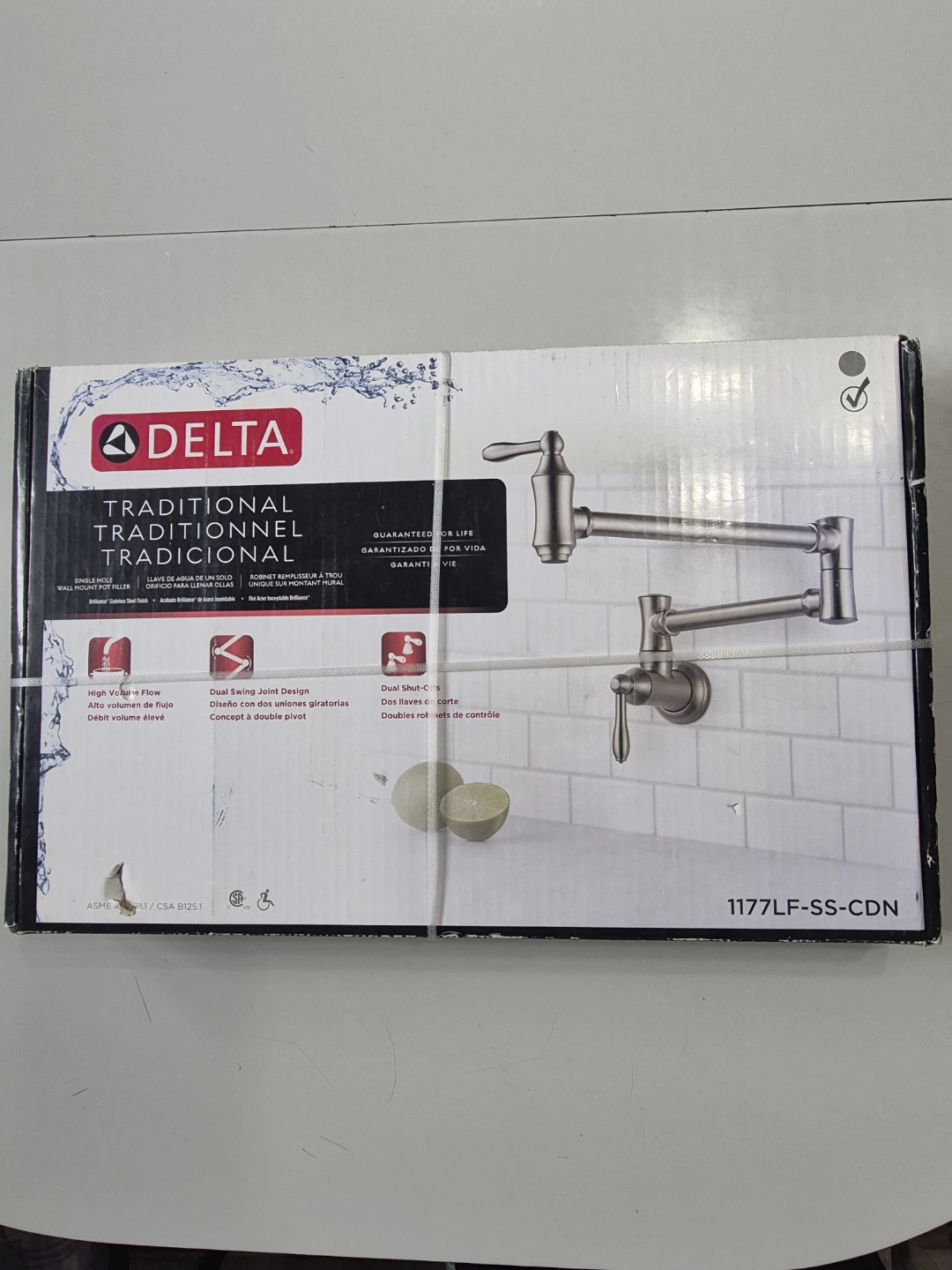 Delta Pot Filler Faucet - Stainless Steel