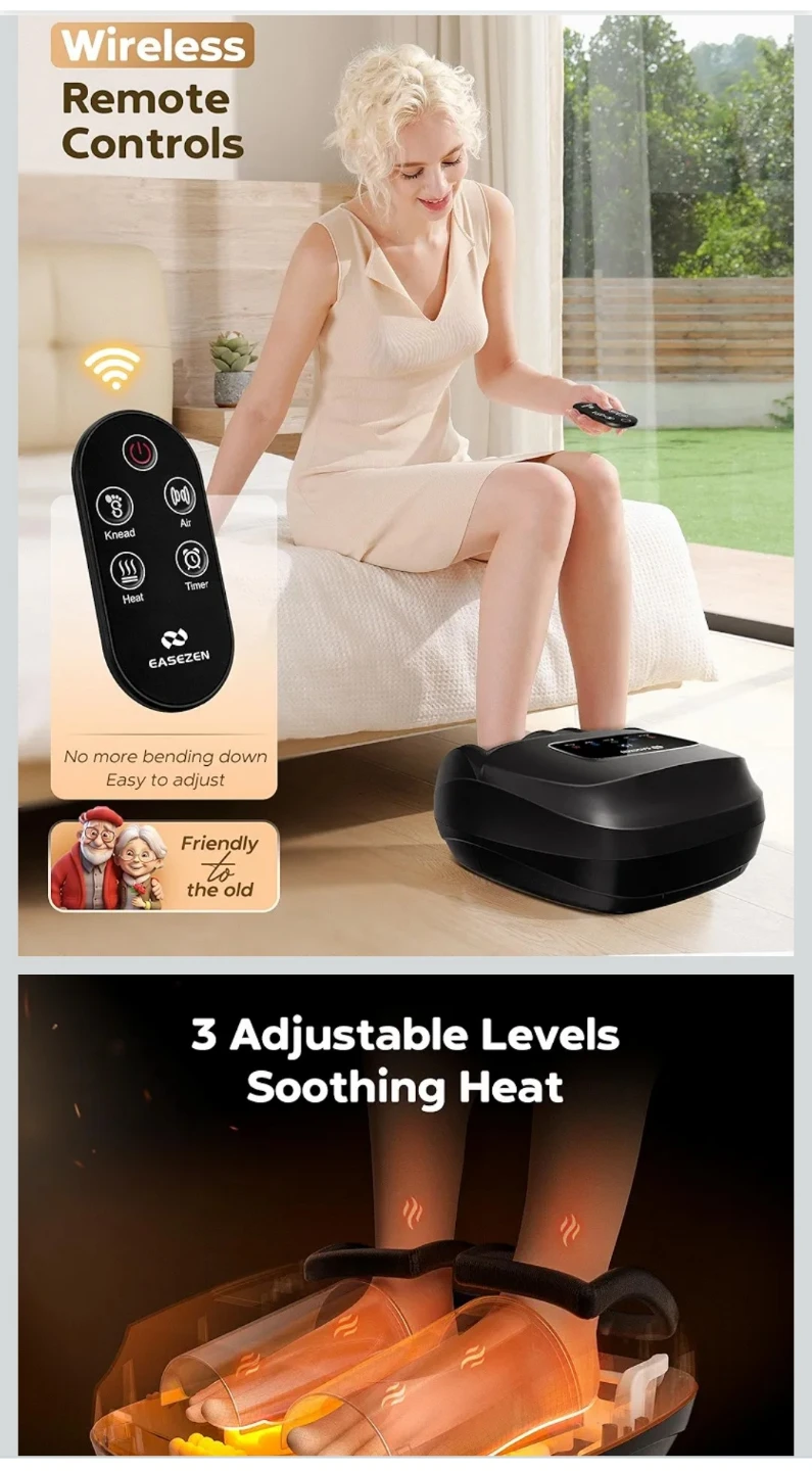 EaseZen Foot Massager Machine with Heat and Remote