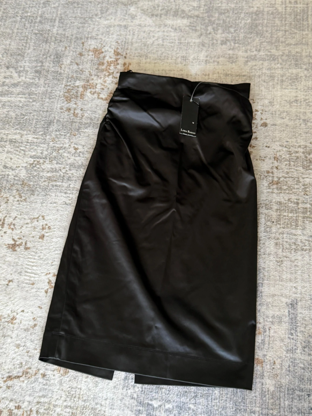 Lida Baday Black Ruched Midi Skirt