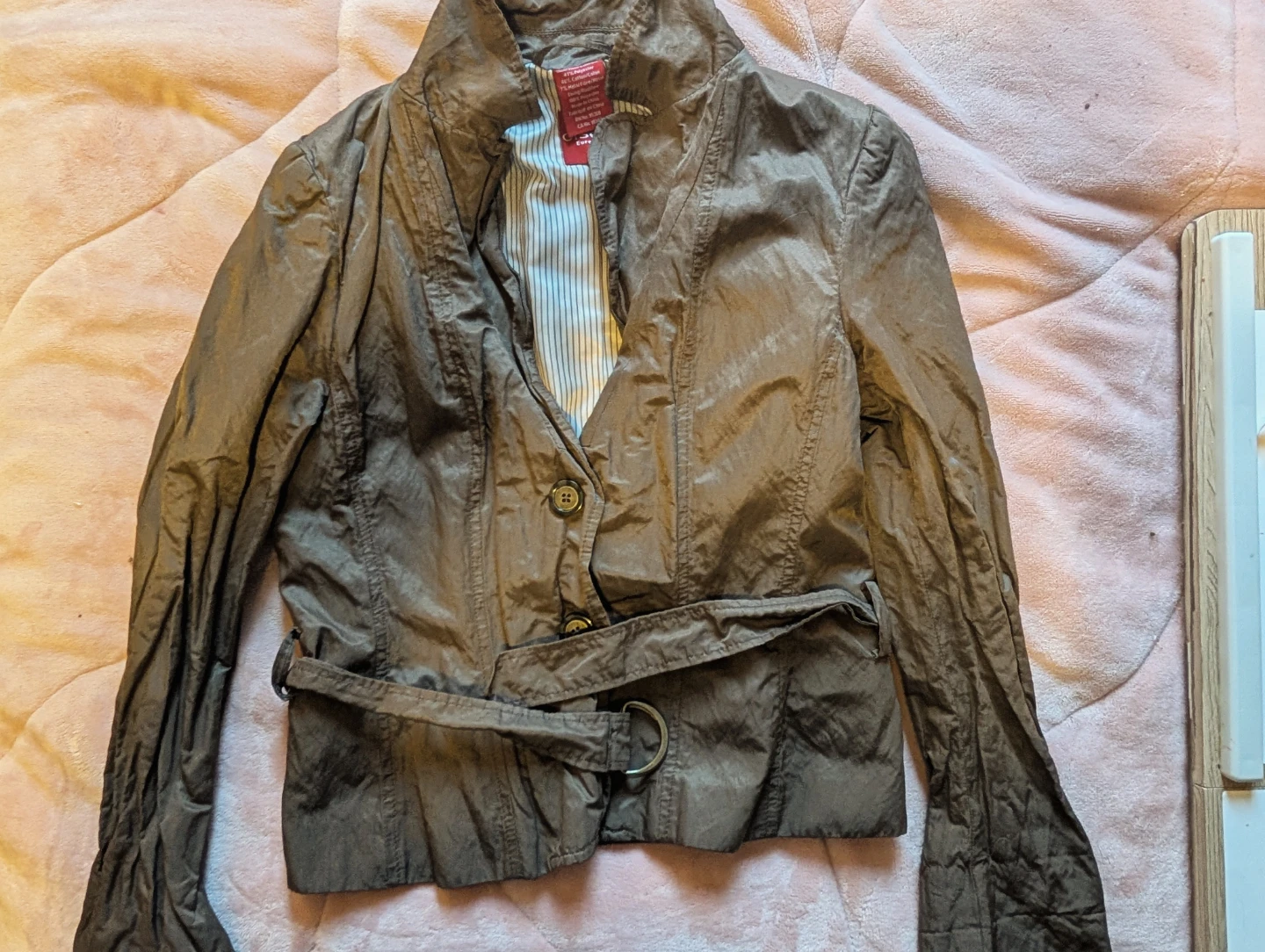 Brown Belted Cropped Jacket