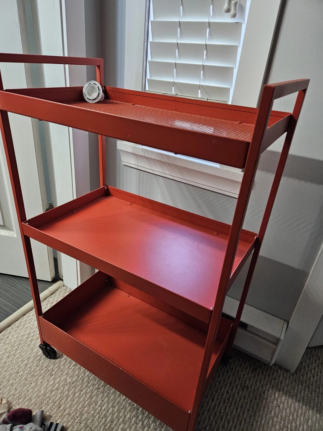 Red 3-Tier Metal Rolling Cart