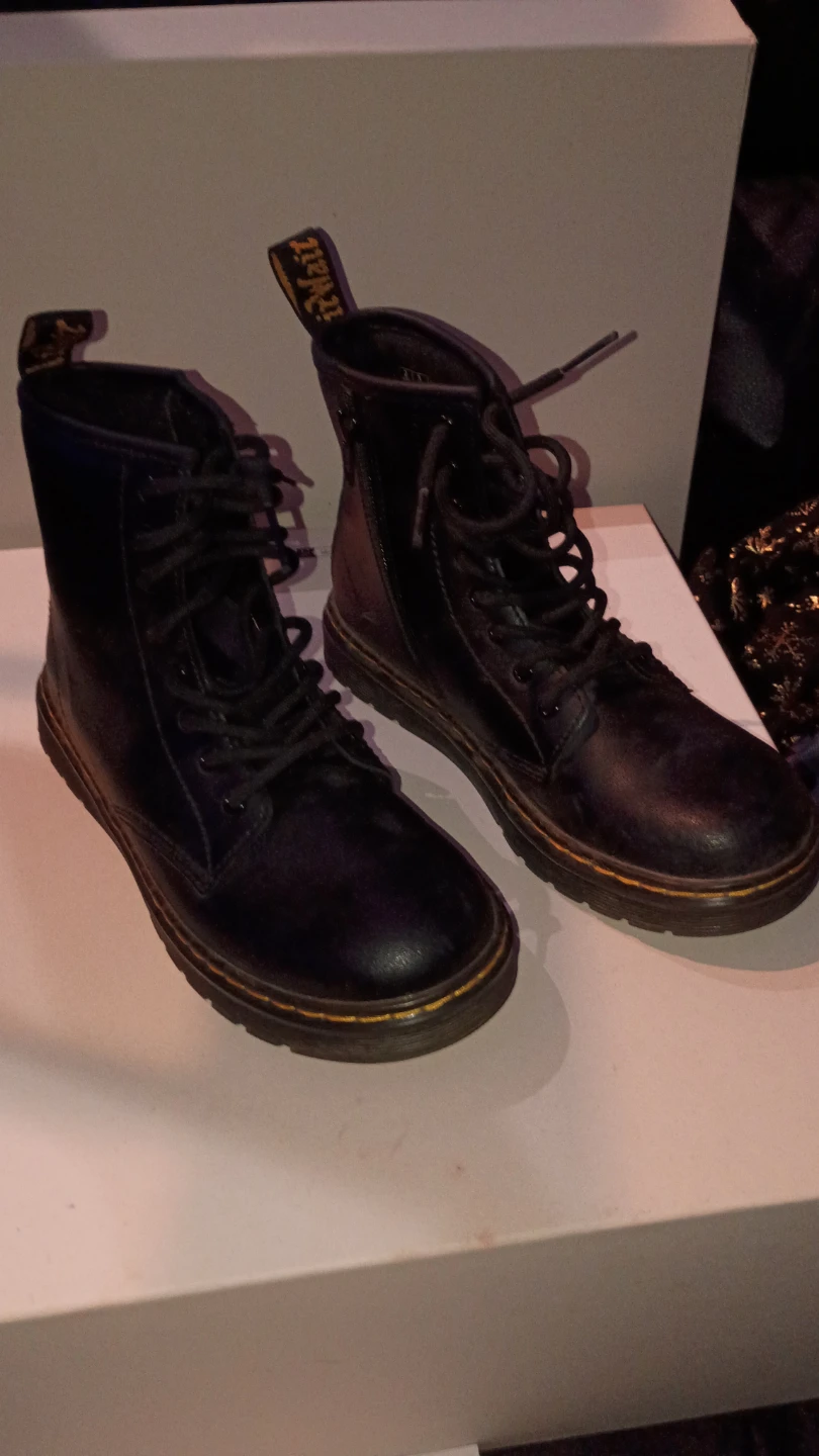 Dr. Martens Black Leather Boots with Side Zip