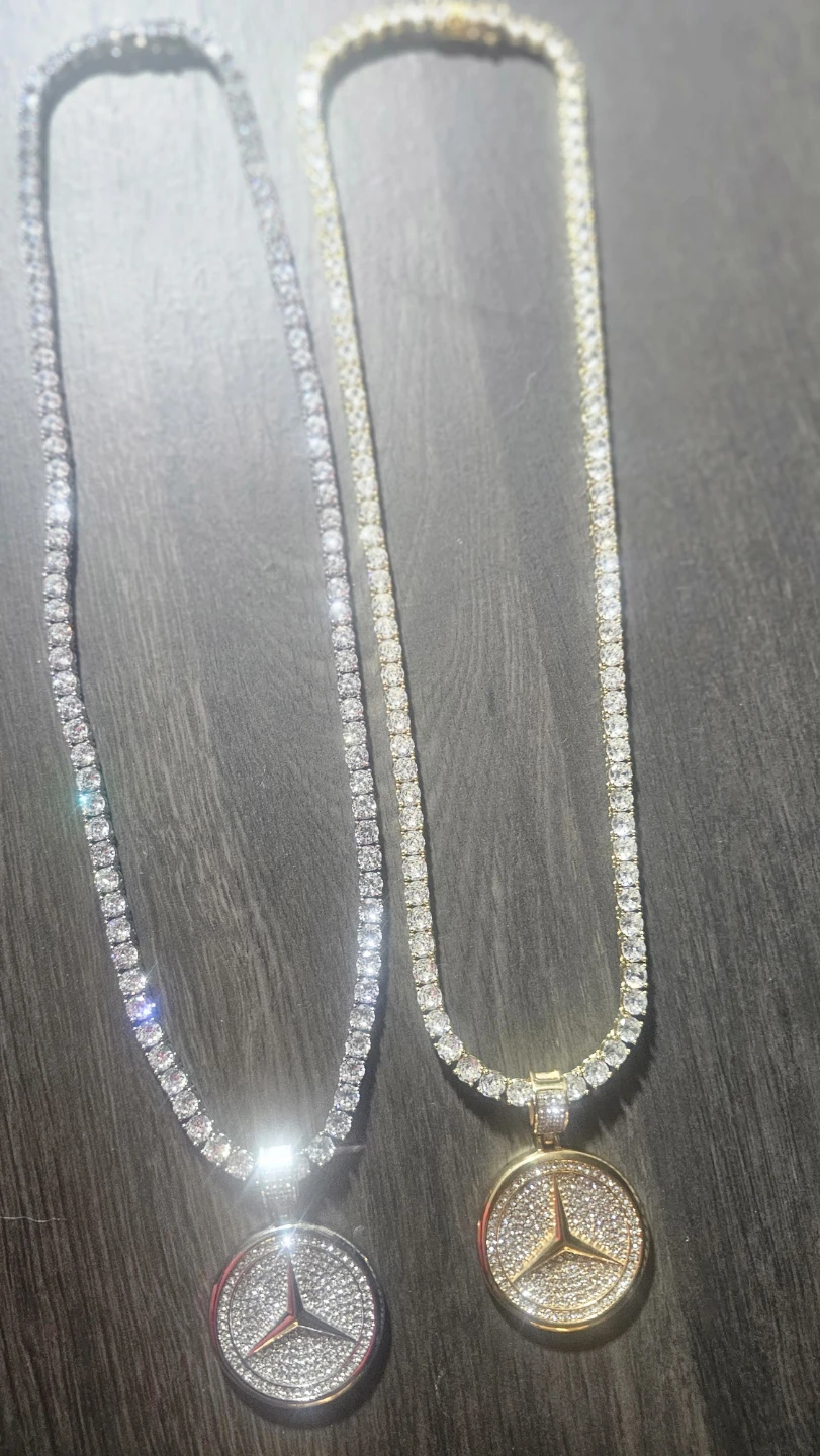 2 x Tennis Chain Necklaces with Mercedes Benz Pendant - photo 3