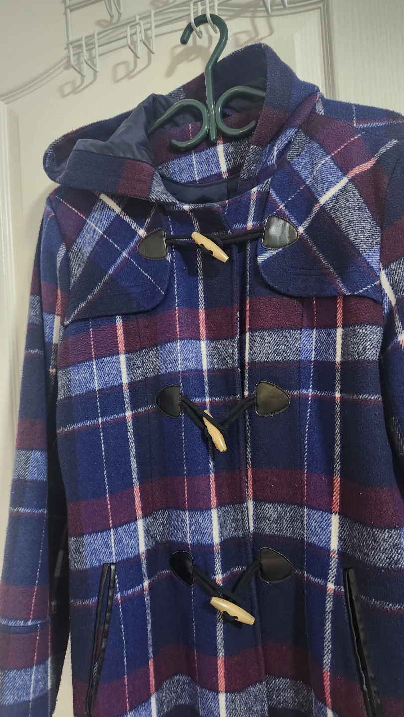 Blue Plaid Duffle Coat with Toggle Closure - photo 2