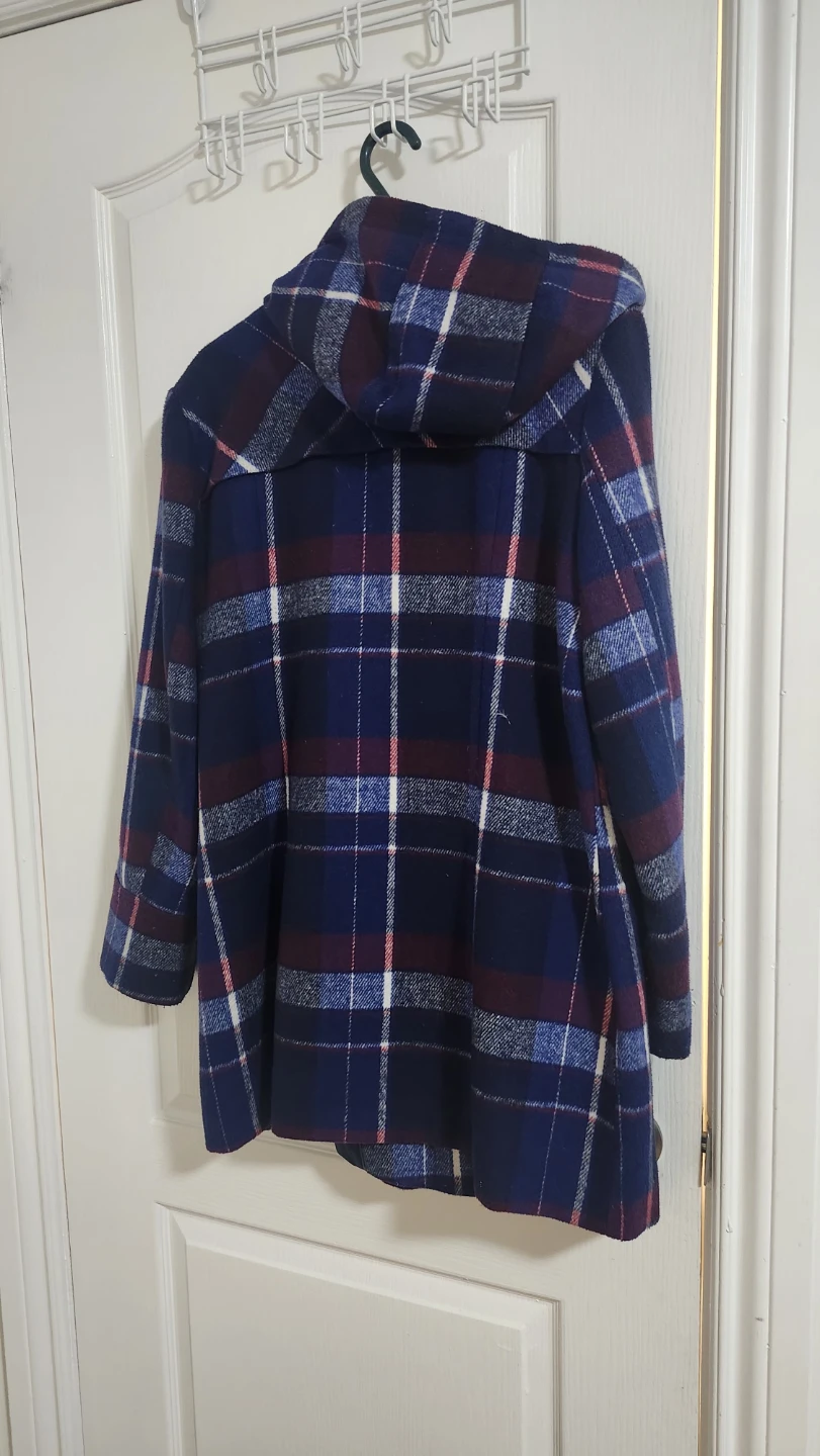 Blue Plaid Duffle Coat with Toggle Closure - photo 3