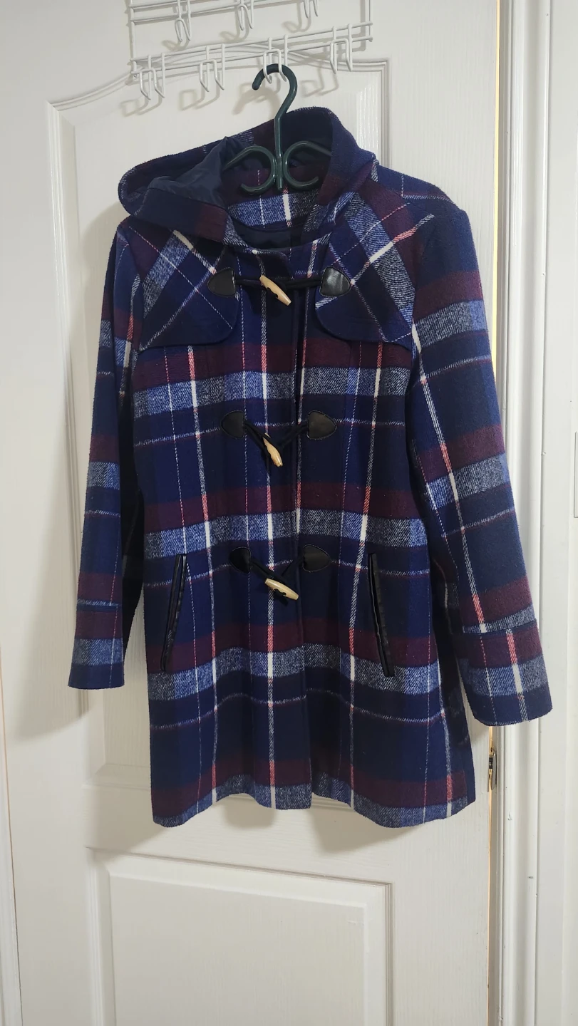 Blue Plaid Duffle Coat with Toggle Closure - photo 4