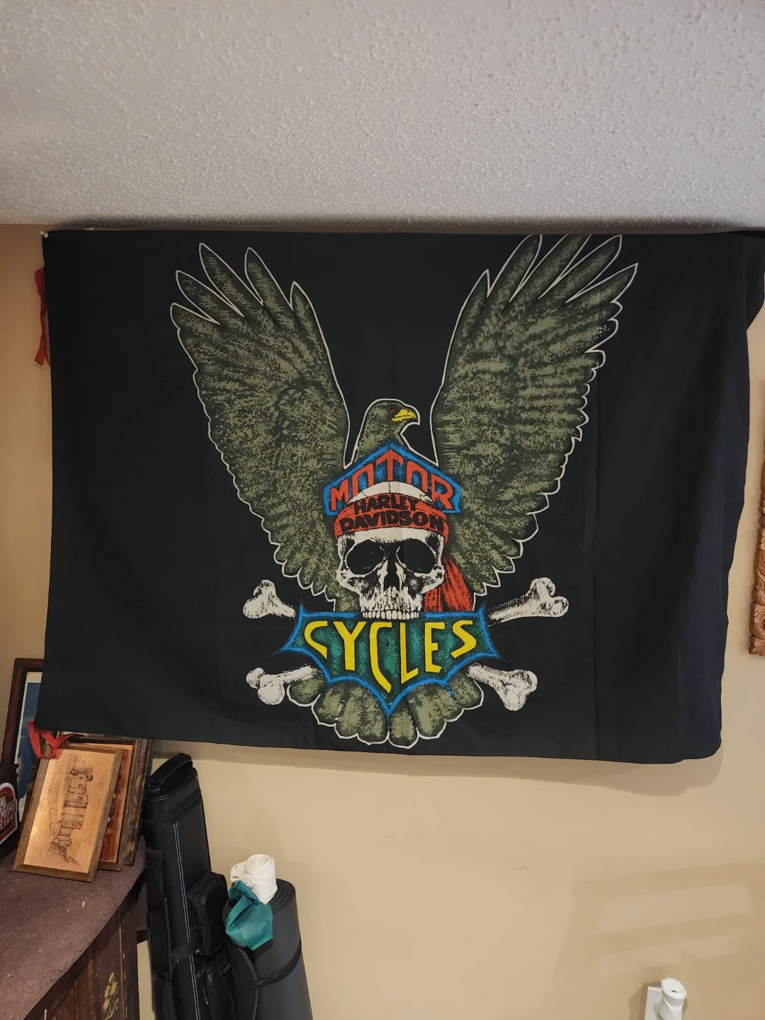 Harley-Davidson "Cycles" Eagle Skull Flag