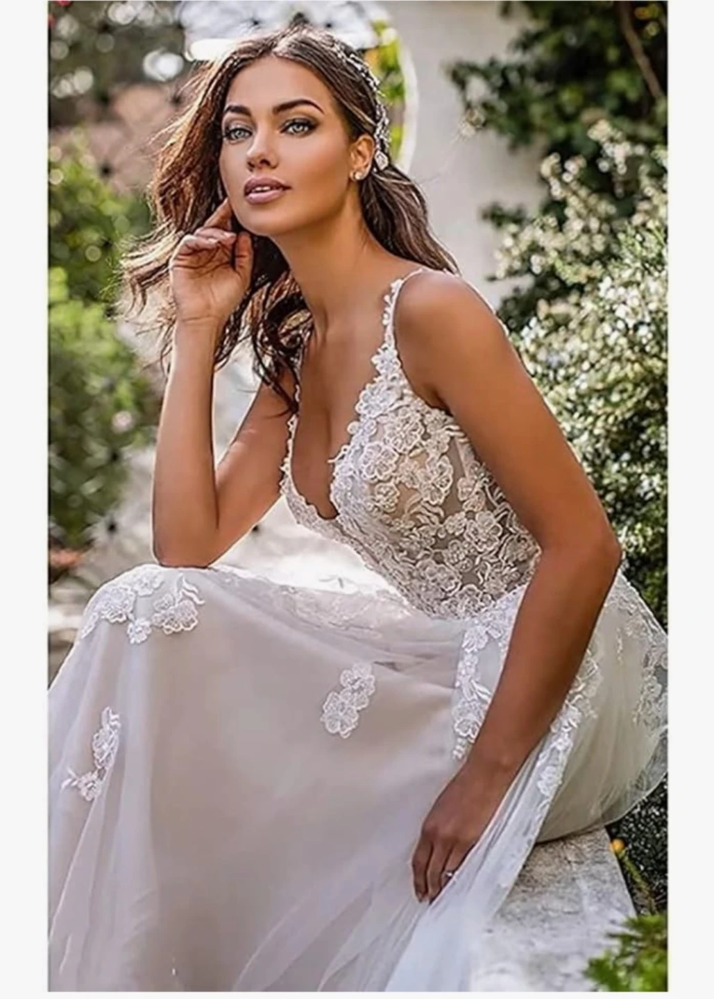 White Lace Wedding Dress - photo 3