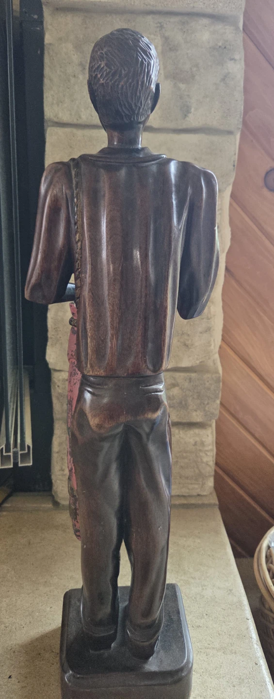 Wooden Figurine of Man with Drum - photo 2
