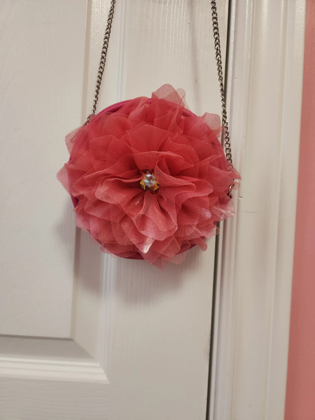 Coral Flower Shaped Coin Purse with Chain