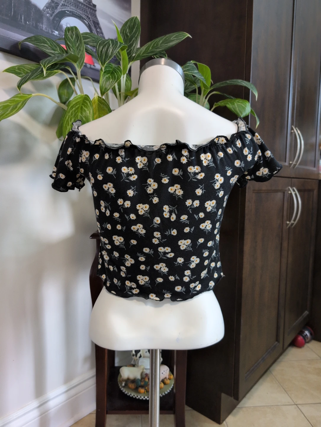 SHEIN Off-the-Shoulder Floral Crop Top Size L - photo 3