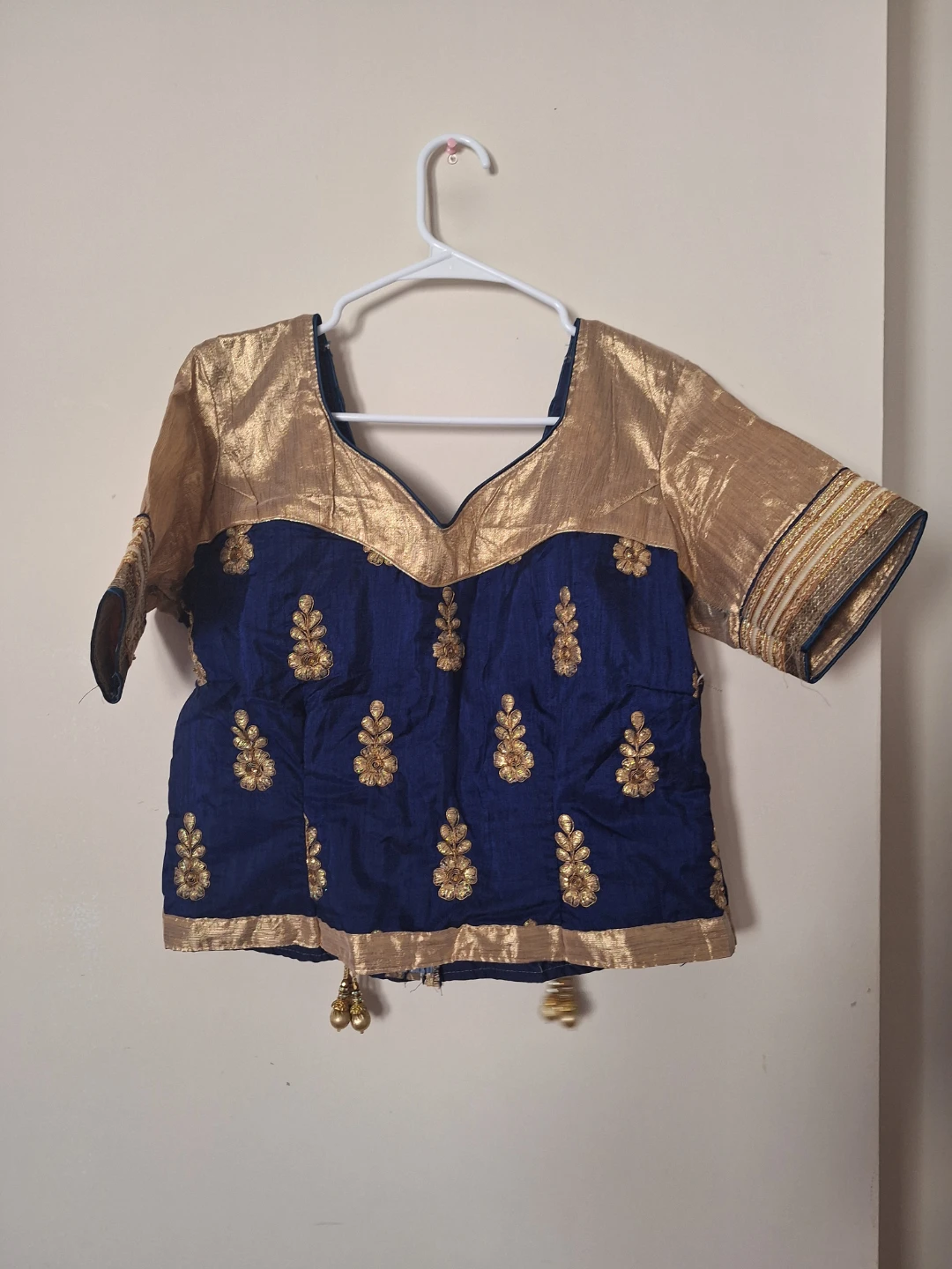 Blue and Gold Embroidered Lehenga Choli Set - photo 3