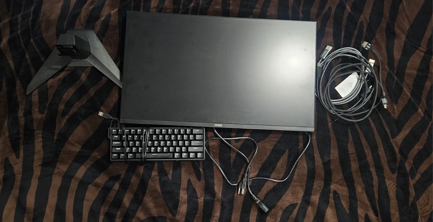 MSI Gaming Monitor with Mechanical Keyboard and Cables