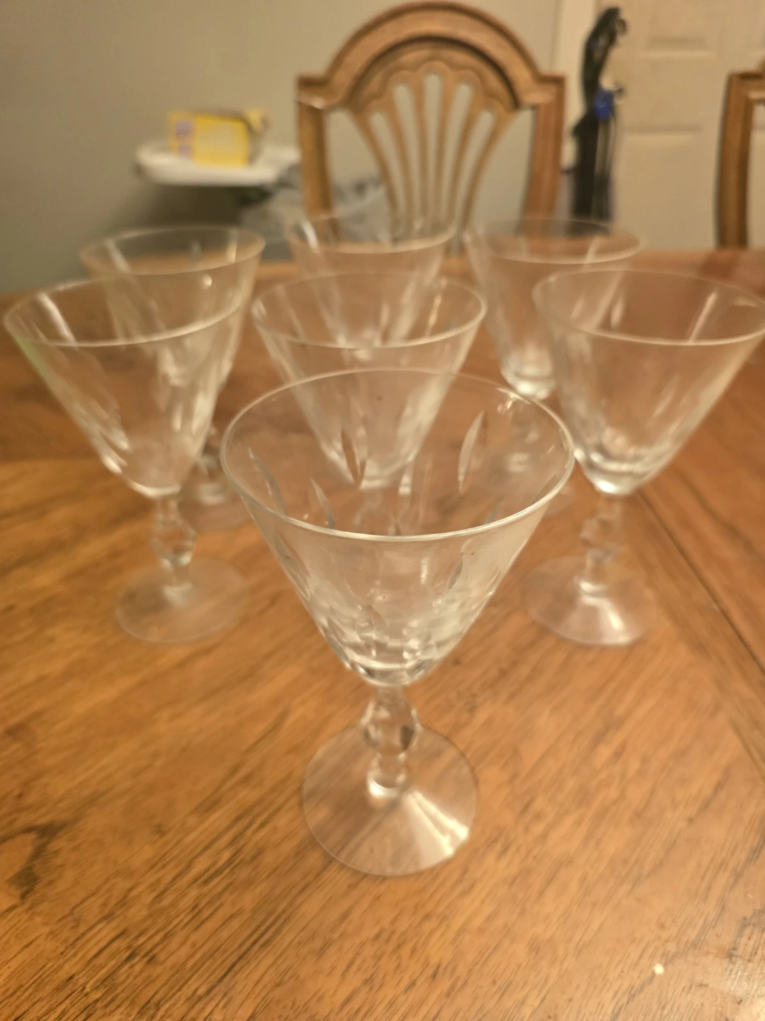 Set of 6 Clear Glass Martini Glasses with Etched Design