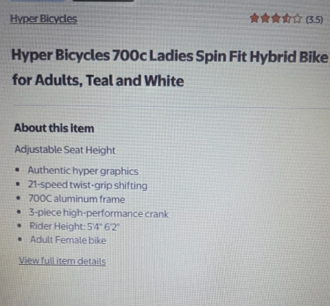 Hyper Bicycles 700c Ladies Spin Fit Hybrid Bike - Teal & White - photo 2