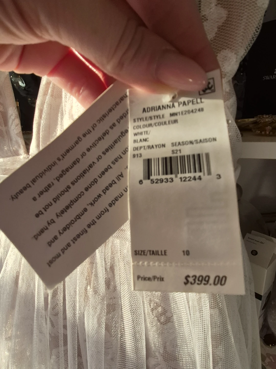 Adrianna Papell White Lace Detail Gown - Size 10 - photo 4