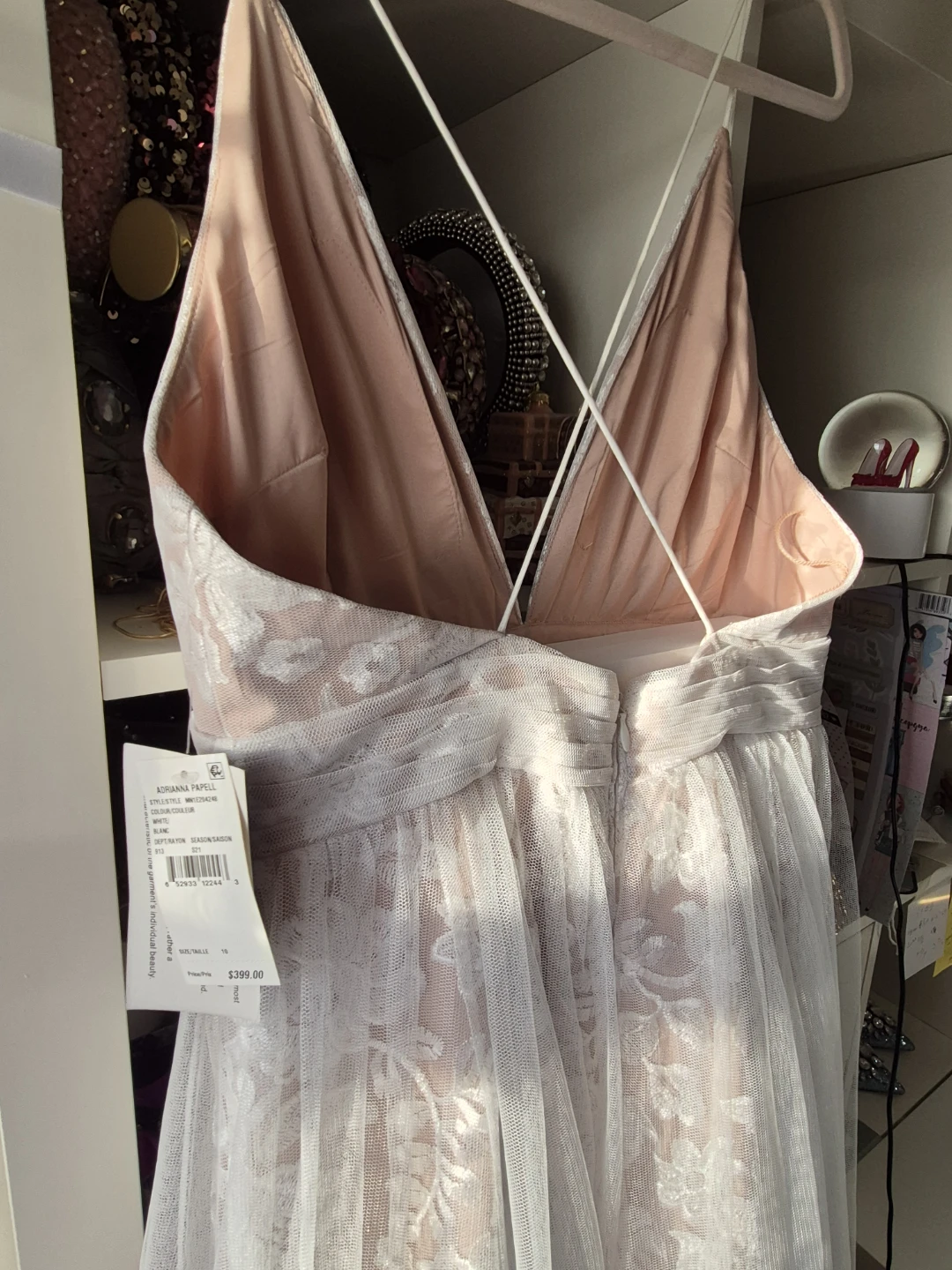 Adrianna Papell White Lace Detail Gown - Size 10 - photo 5