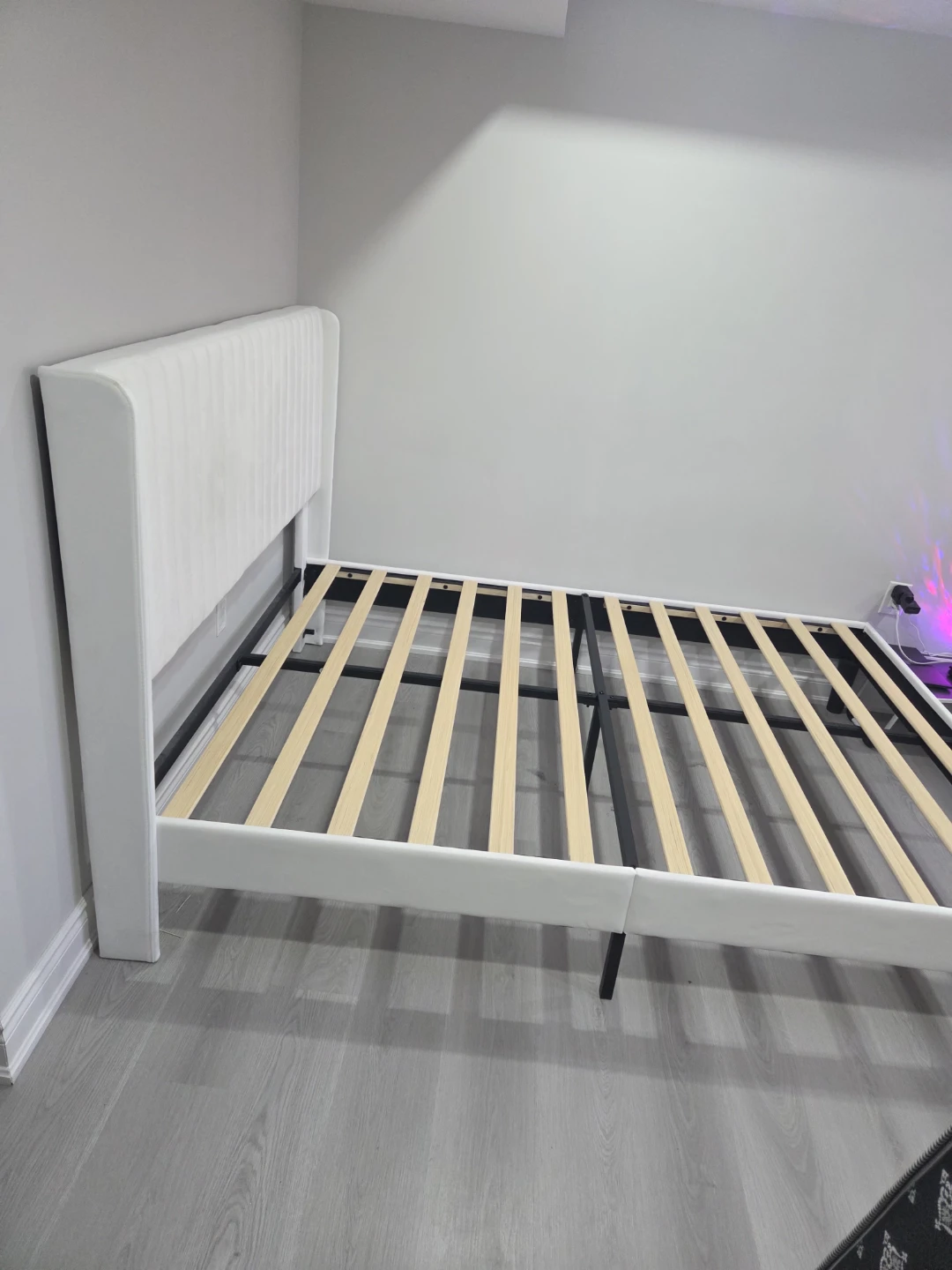 Queen Size Mattress with White Bed Frame
