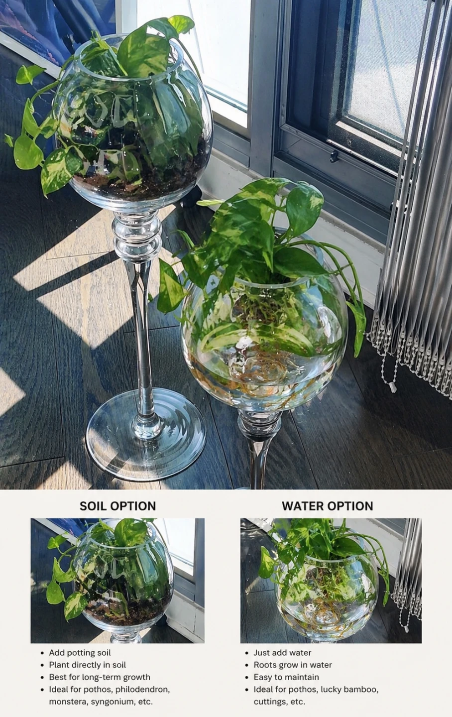 Set of 2 Clear Glass Pedestal Hurricane Candle Holders