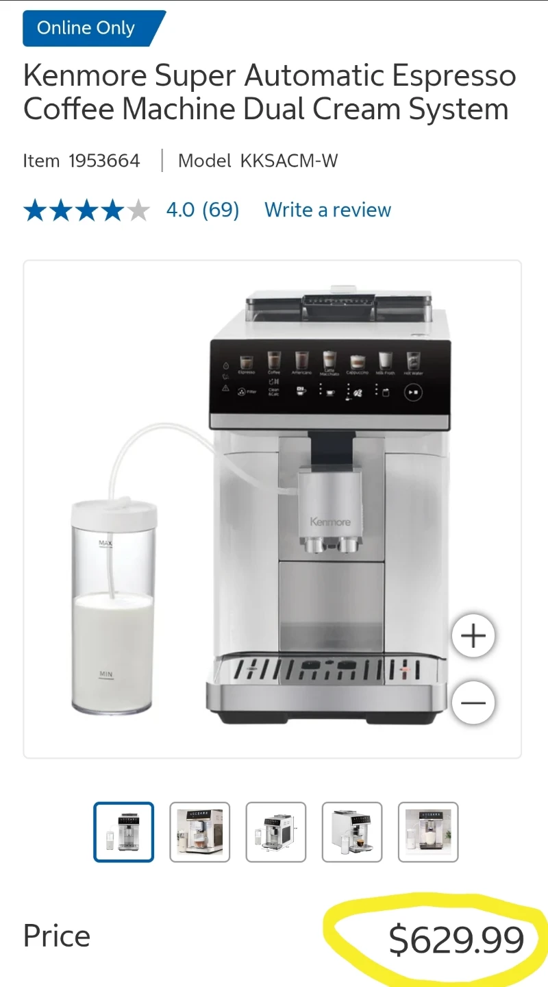 Kenmore Fully Automatic Espresso Machine – Programmable Coffee