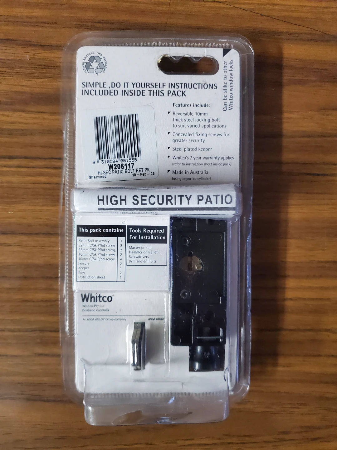 Whitco High Security Patio Bolt Lock - photo 2