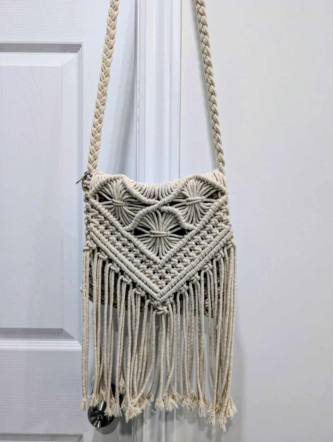 Macrame Crossbody Bag with Fringe