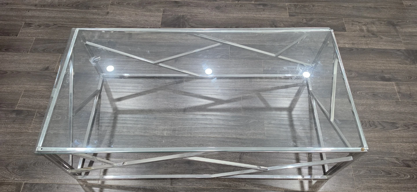 Glass and Chrome Coffee Table with 3 Seater Recliner Sofa - photo 2