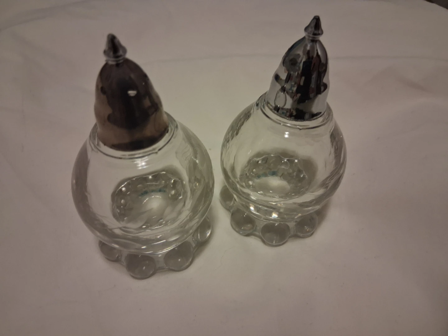 Glass Salt and Pepper Shakers with Floral Etching - photo 4