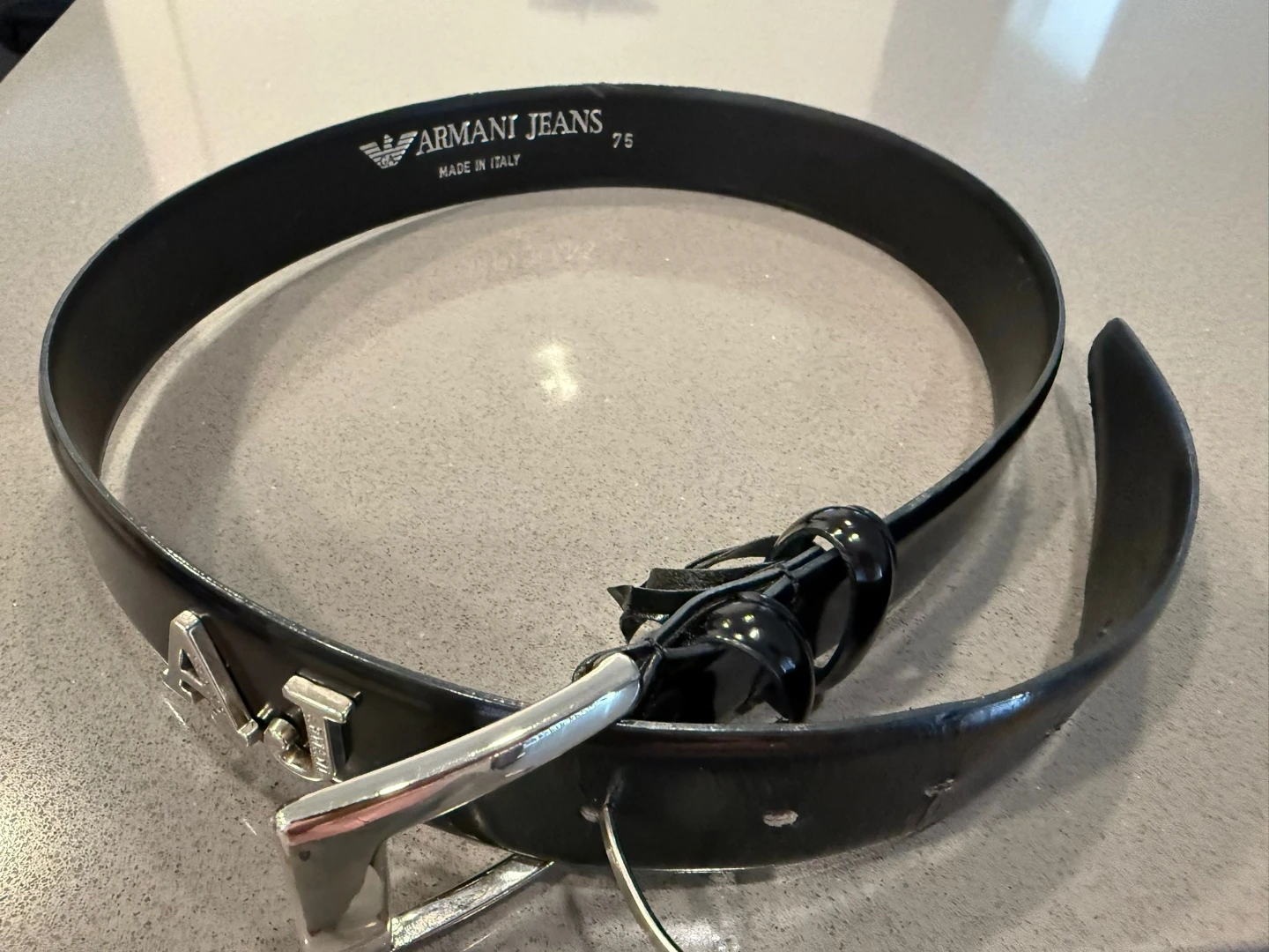 Armani Jeans (AJ) Black Leather Belt