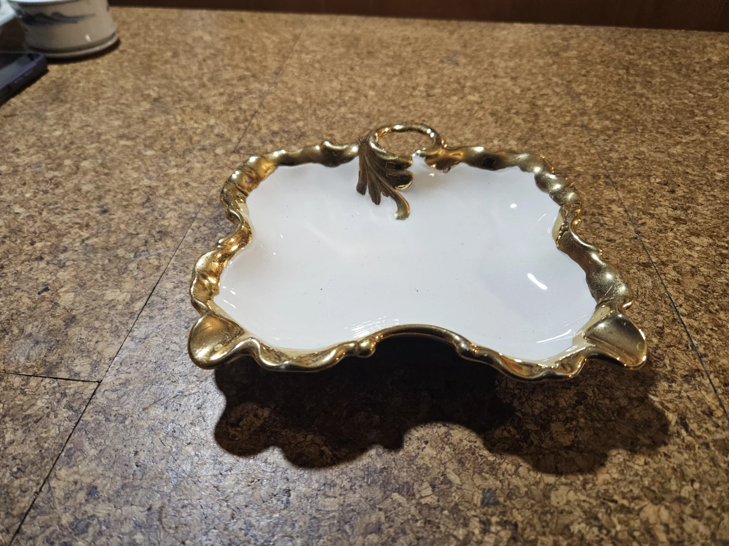 Decorative Gold Trimmed White Trinket Dish - photo 2