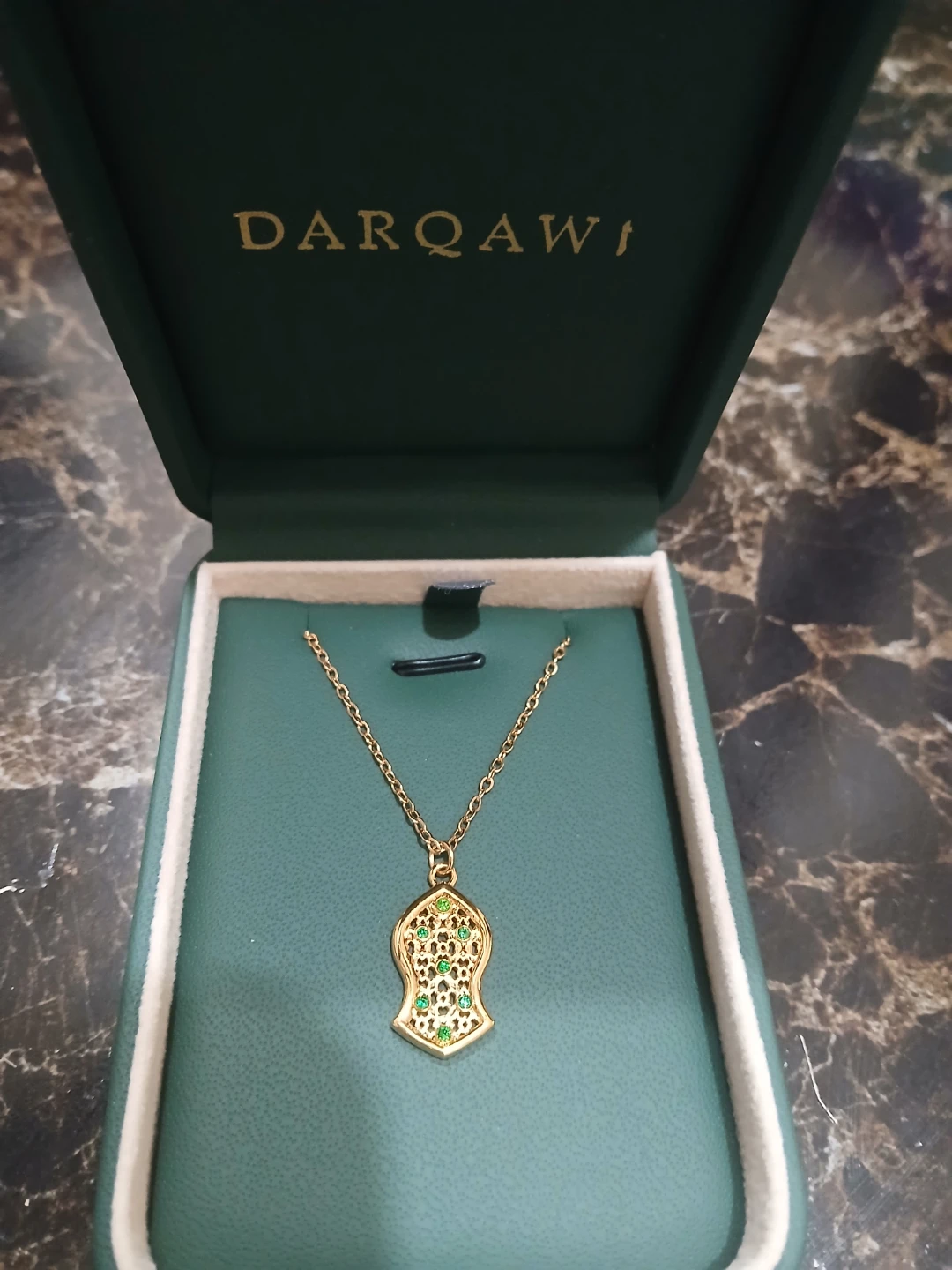 DARQAWI Gold Nalyn Necklace with Green Stones